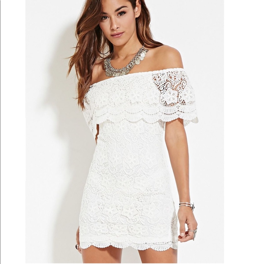 Gorgeous White Lace Off Shoulder Bodycon Dress Bachelorette Bridal Vacation